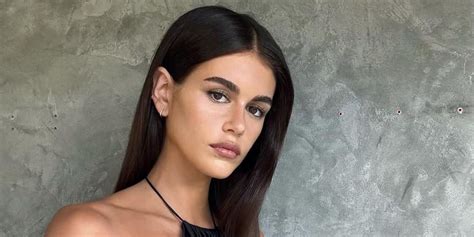 kaia gerber liquid brunette hair.